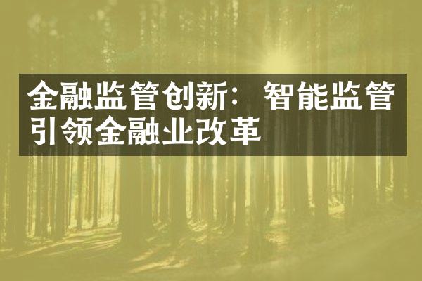 金融监管创新：智能监管引领金融业改革