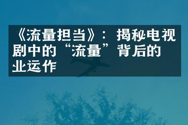 《流量担当》：揭秘电视剧中的“流量”背后的商业运作