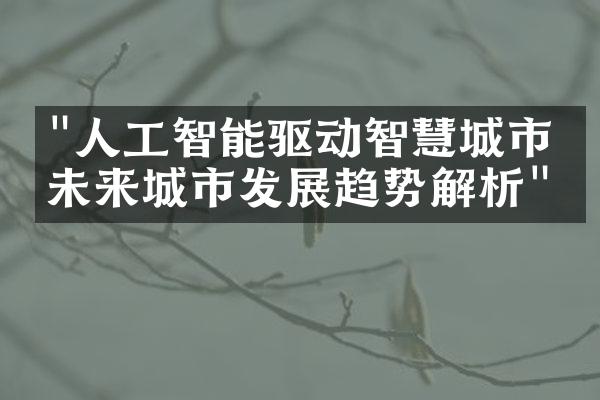 "人工智能驱动智慧城市：未来城市发展趋势解析"