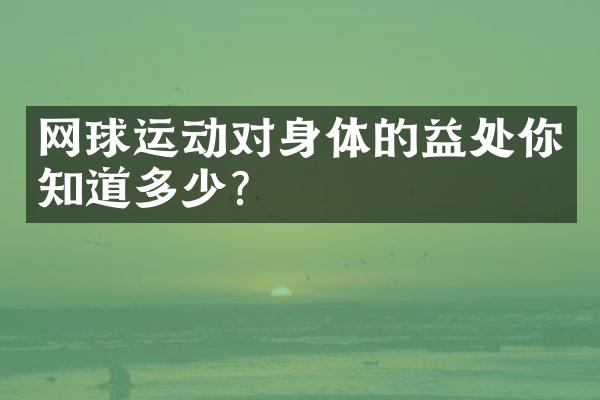 网球运动对身体的益处你知道多少？