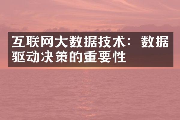 互联网大数据技术：数据驱动决策的重要性