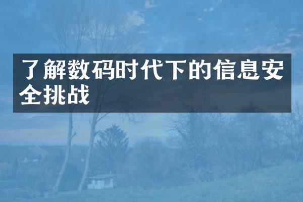 了解数码时代下的信息安全挑战