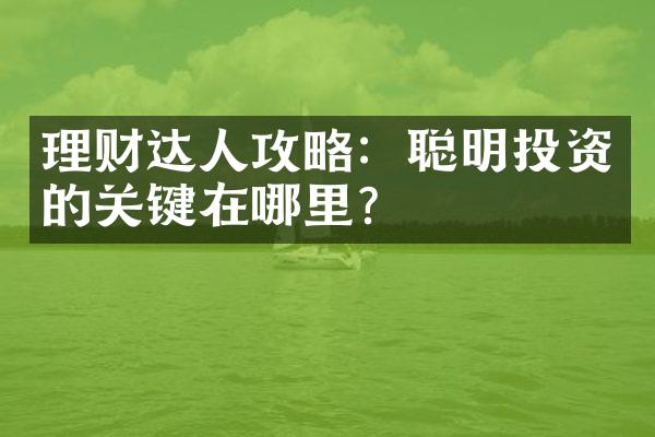 理财达人攻略：聪明投资的关键在哪里？