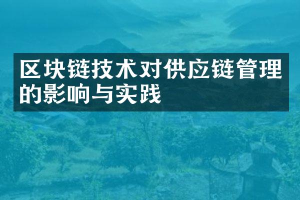 区块链技术对供应链管理的影响与实践