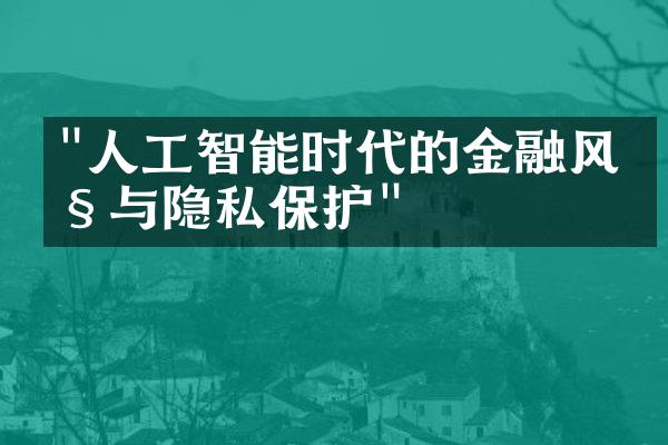 "人工智能时代的金融风控与隐私保护"