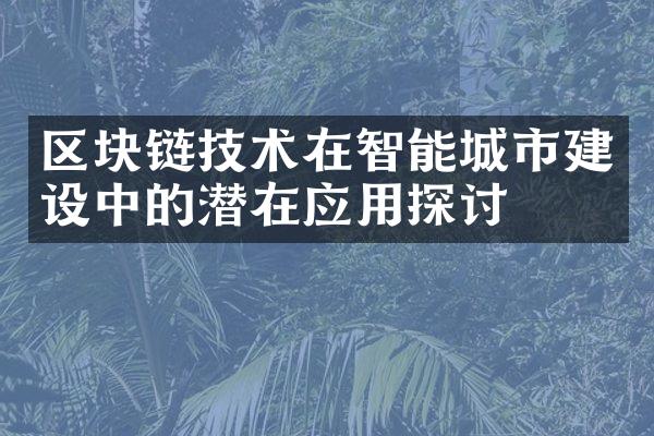 区块链技术在智能城市建设中的潜在应用探讨