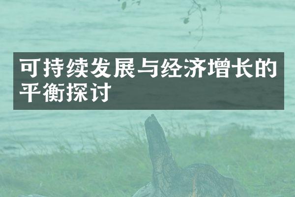 可持续发展与经济增长的平衡探讨