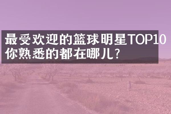 最受欢迎的篮球明星TOP10：你熟悉的都在哪儿？