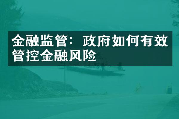 金融监管：政府如何有效管控金融风险