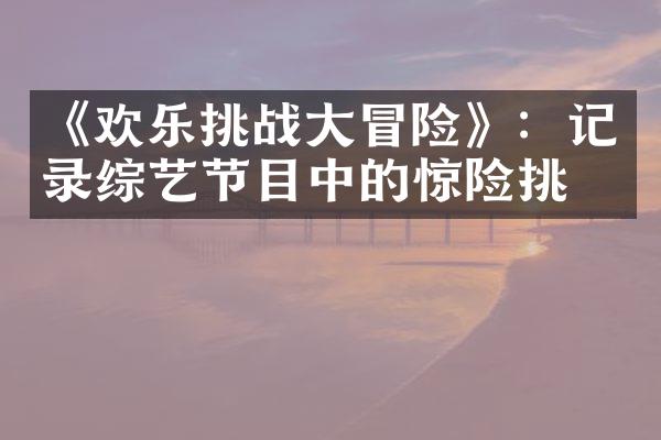 《欢乐挑战大冒险》：记录综艺节目中的惊险挑战