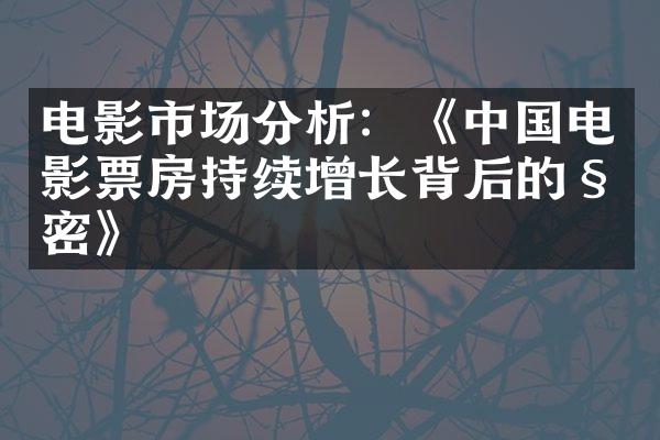 电影市场分析：《中国电影票房持续增长背后的秘密》