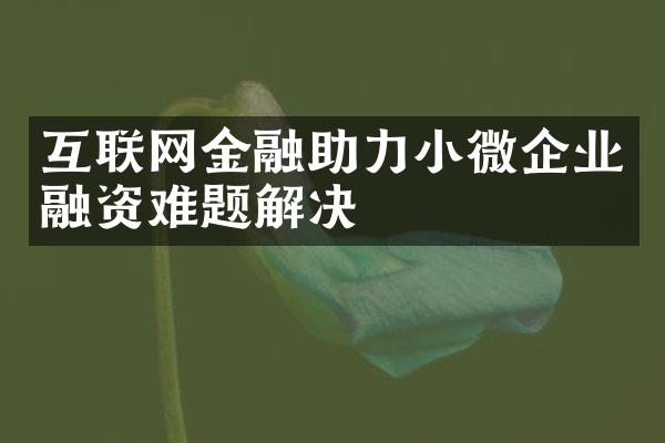 互联网金融助力小微企业融资难题解决