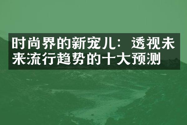 时尚界的新宠儿：透视未来流行趋势的十大预测