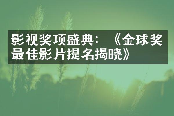 影视奖项盛典：《金球奖最佳影片提名揭晓》