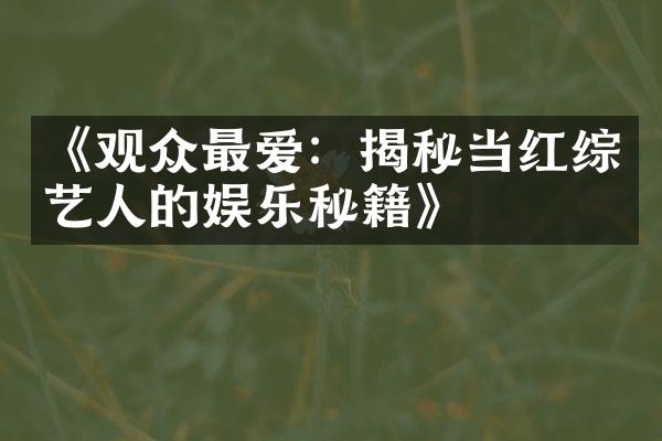 《观众最爱：揭秘当红综艺人的娱乐秘籍》