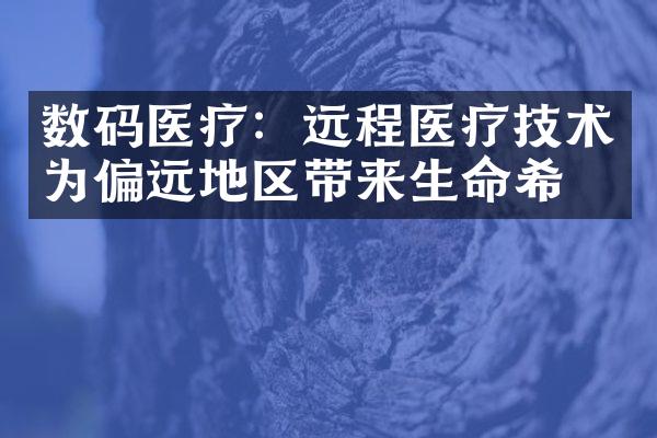 数码医疗：远程医疗技术为偏远地区带来生命希望