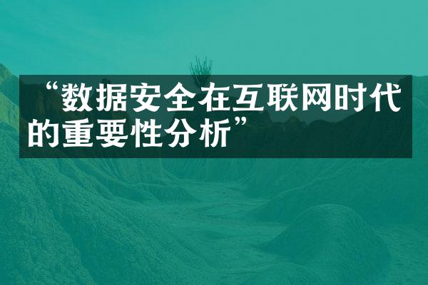 “数据安全在互联网时代的重要性分析”