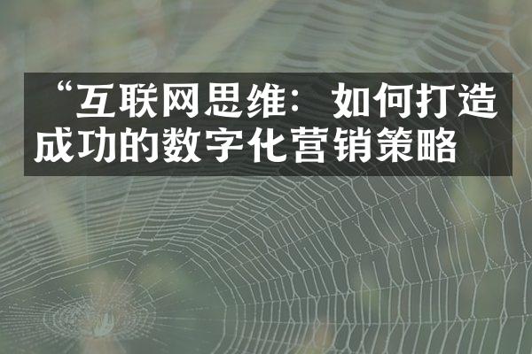 “互联网思维：如何打造成功的数字化营销策略”