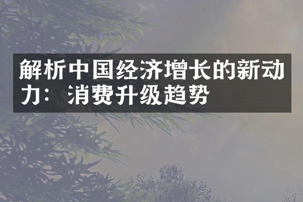 解析中国经济增长的新动力：消费升级趋势