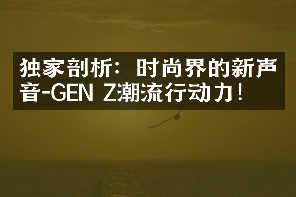 独家剖析：时尚界的新声音－GEN Z潮流行动力！