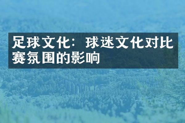 足球文化：球迷文化对比赛氛围的影响