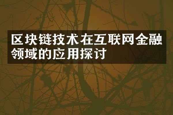 区块链技术在互联网金融领域的应用探讨