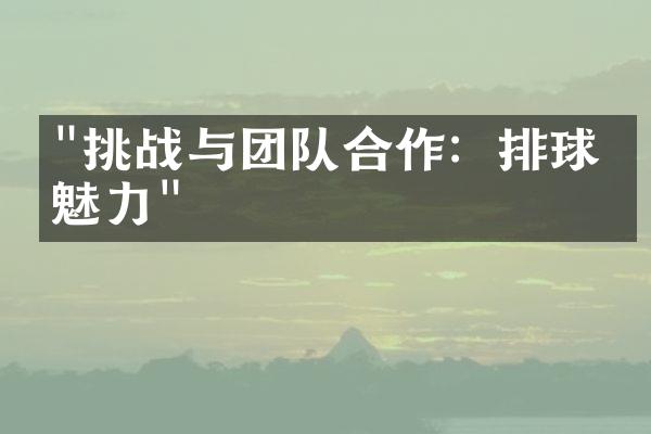 "挑战与团队合作：排球的魅力"