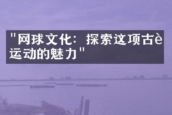 "网球文化：探索这项古老运动的魅力"