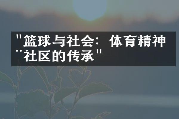 "篮球与社会：体育精神在社区的传承"