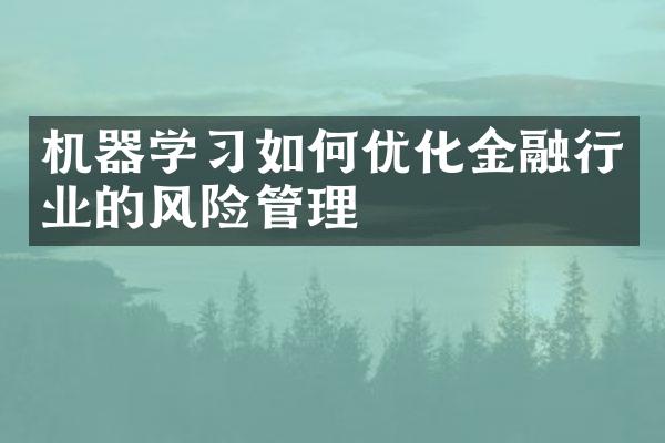 机器学习如何优化金融行业的风险管理