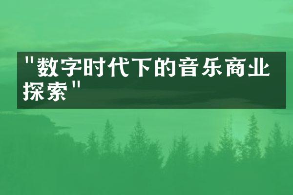 "数字时代下的音乐商业化探索"