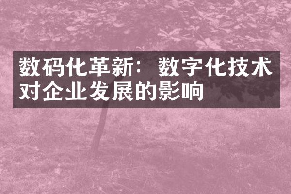 数码化革新：数字化技术对企业发展的影响