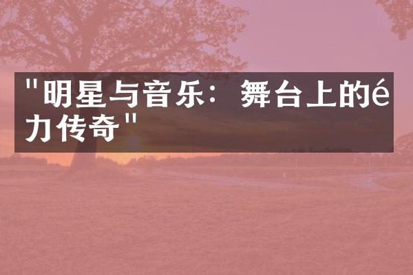 "明星与音乐：舞台上的魅力传奇"