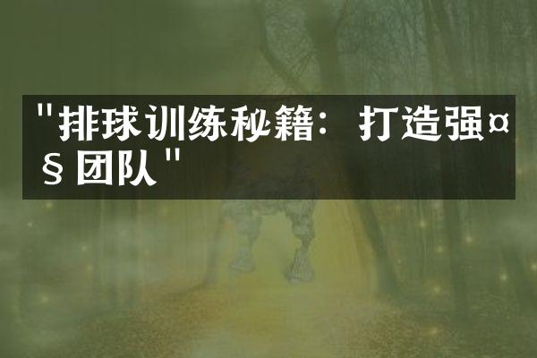 "排球训练秘籍：打造强大团队"