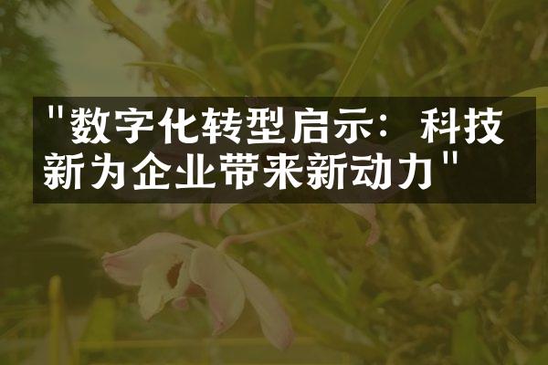 "数字化转型启示：科技创新为企业带来新动力"