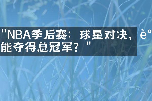 "NBA季后赛：球星对决，谁能夺得总冠军？"