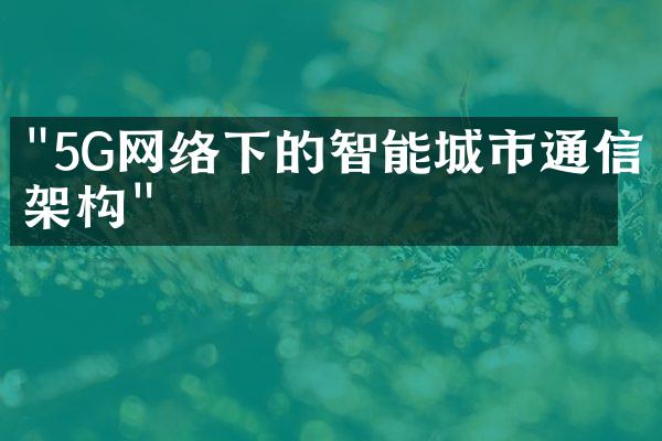 "5G网络下的智能城市通信架构"