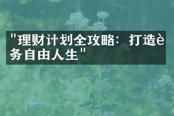 "理财计划全攻略：打造财务自由人生"