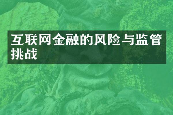 互联网金融的风险与监管挑战