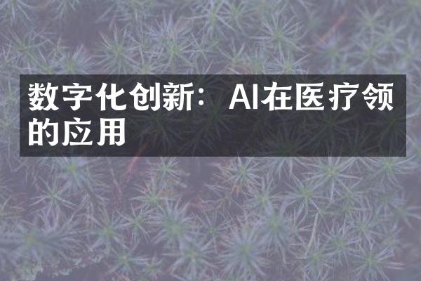 数字化创新：AI在医疗领域的应用