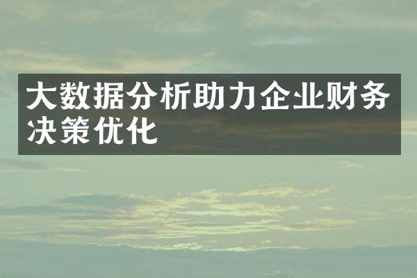 大数据分析助力企业财务决策优化