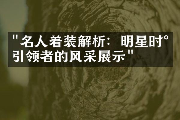 "名人着装解析：明星时尚引领者的风采展示"