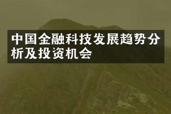 中国金融科技发展趋势分析及投资机会