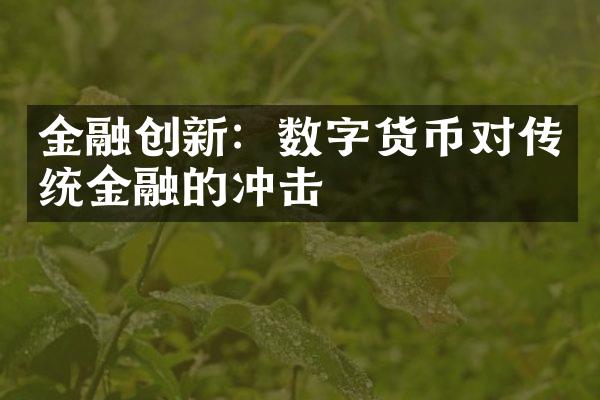 金融创新：数字货币对传统金融的冲击