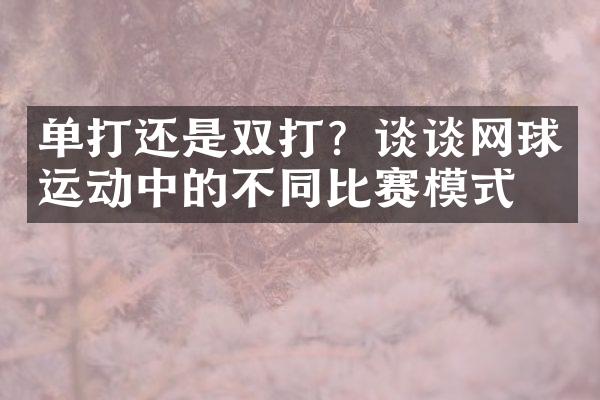 单打还是双打？谈谈网球运动中的不同比赛模式