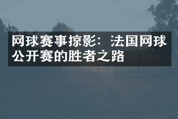 网球赛事掠影：法国网球公开赛的胜者之路