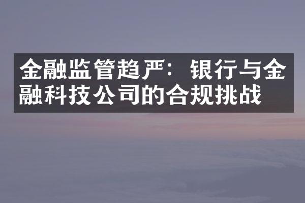 金融监管趋严：银行与金融科技公司的合规挑战