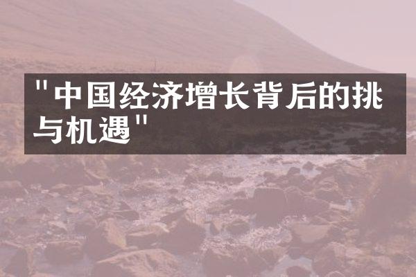 "中国经济增长背后的挑战与机遇"