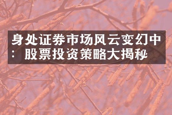 身处证券市场风云变幻中：股票投资策略大揭秘