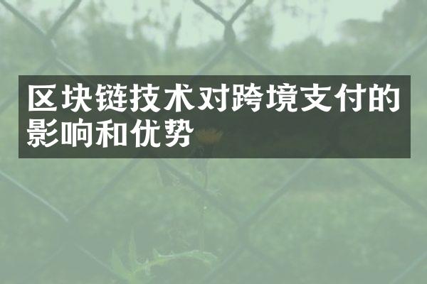 区块链技术对跨境支付的影响和优势